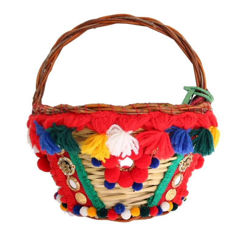 Dolce & Gabbana Women's AGNESE Straw Crystal Tote Bag Multicolor VAS1260