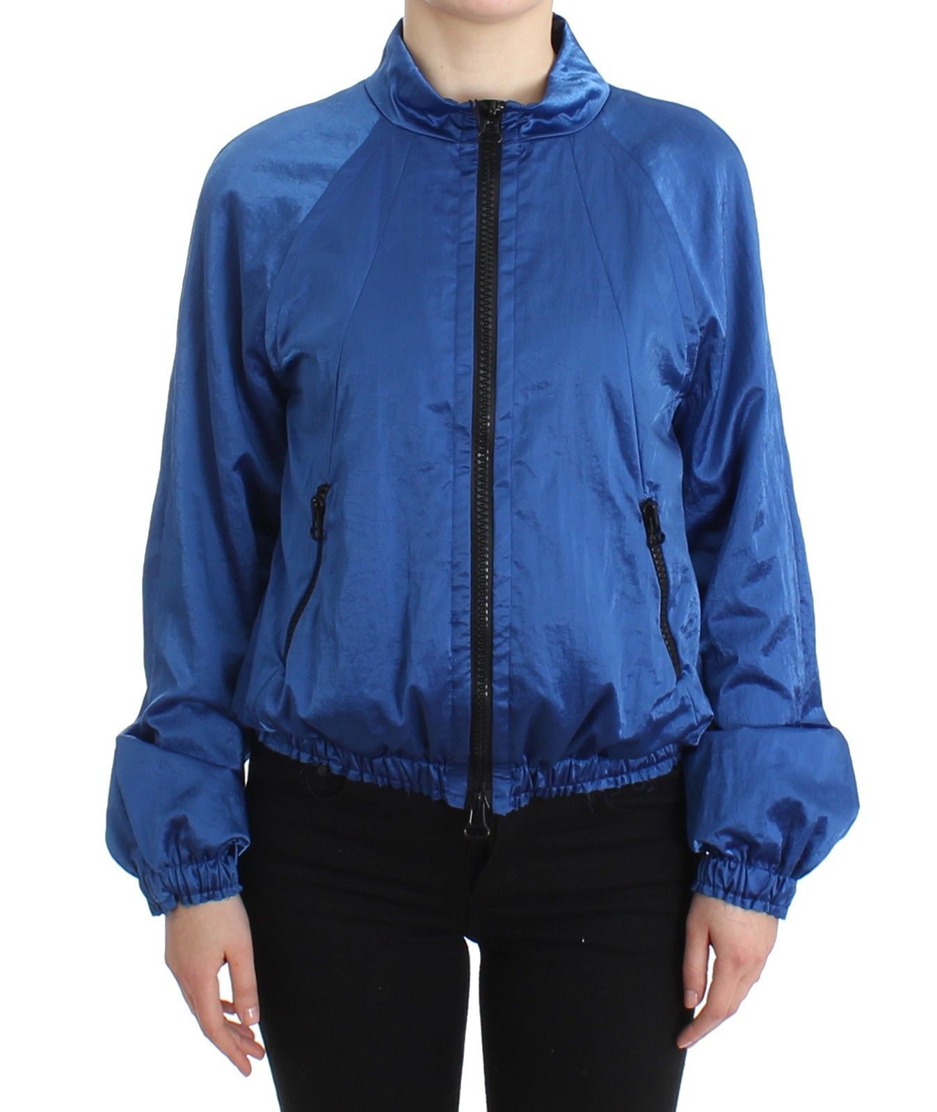 GF Ferre Women's Short Bomber Nylon Jacket Blue SIG11601 - IT40