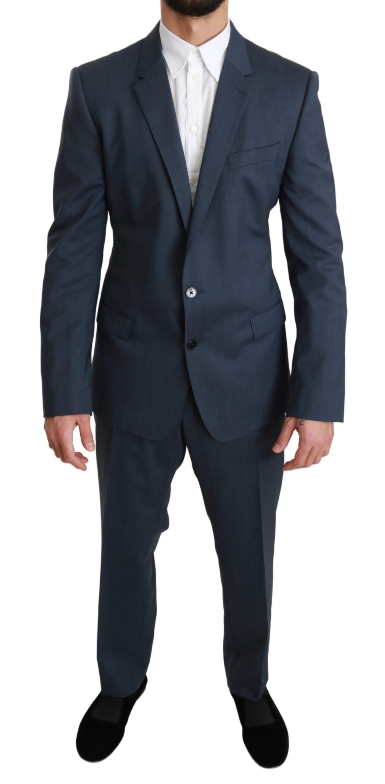 Dolce & Gabbana Men's Wool MARTINI Stretch 2 Piece Suit Blue KOS1667 - IT54 | XL