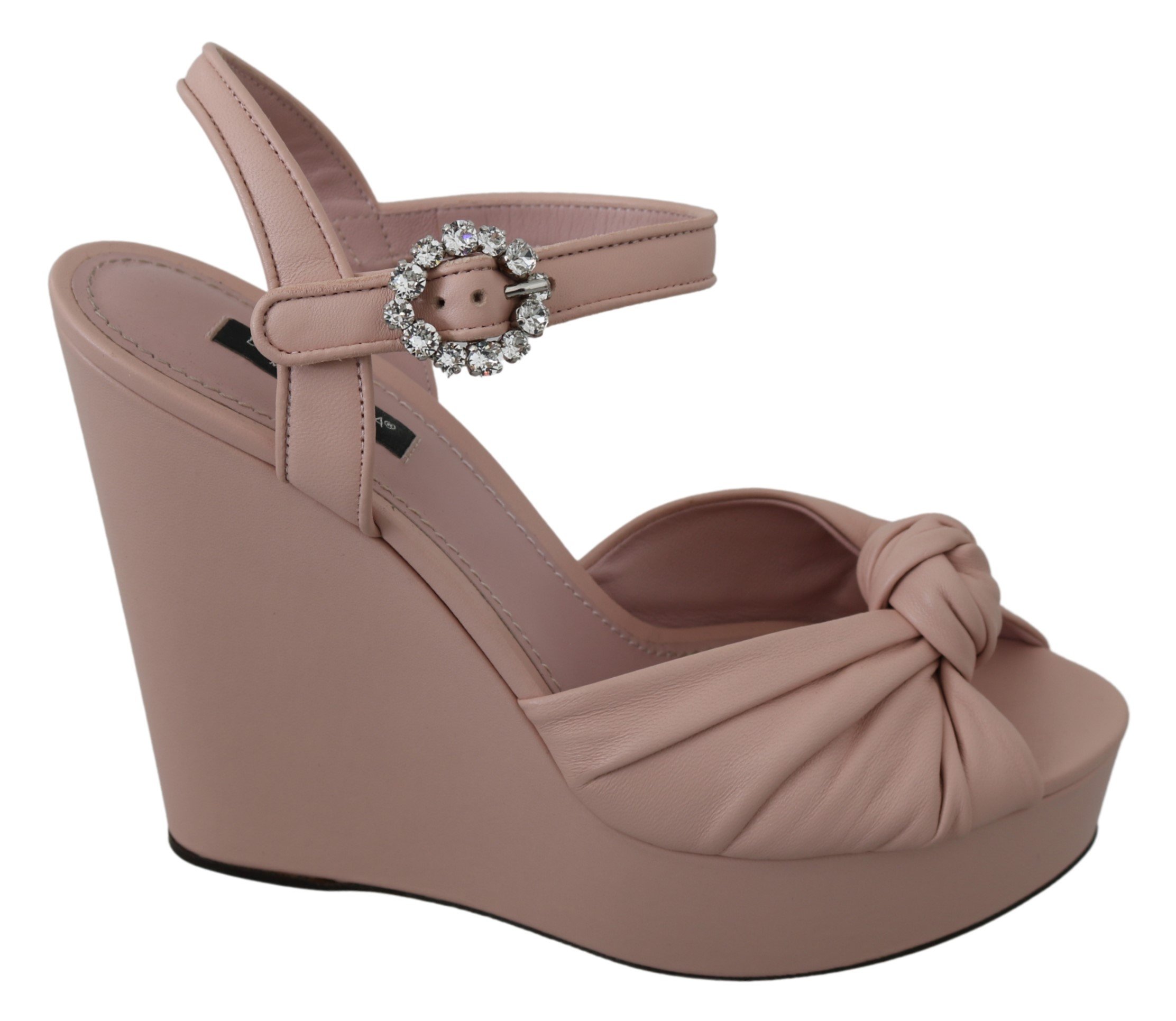 Dolce & Gabbana Women's Crystal Leather Wedge Pink LA7324 - EU39/US8.5