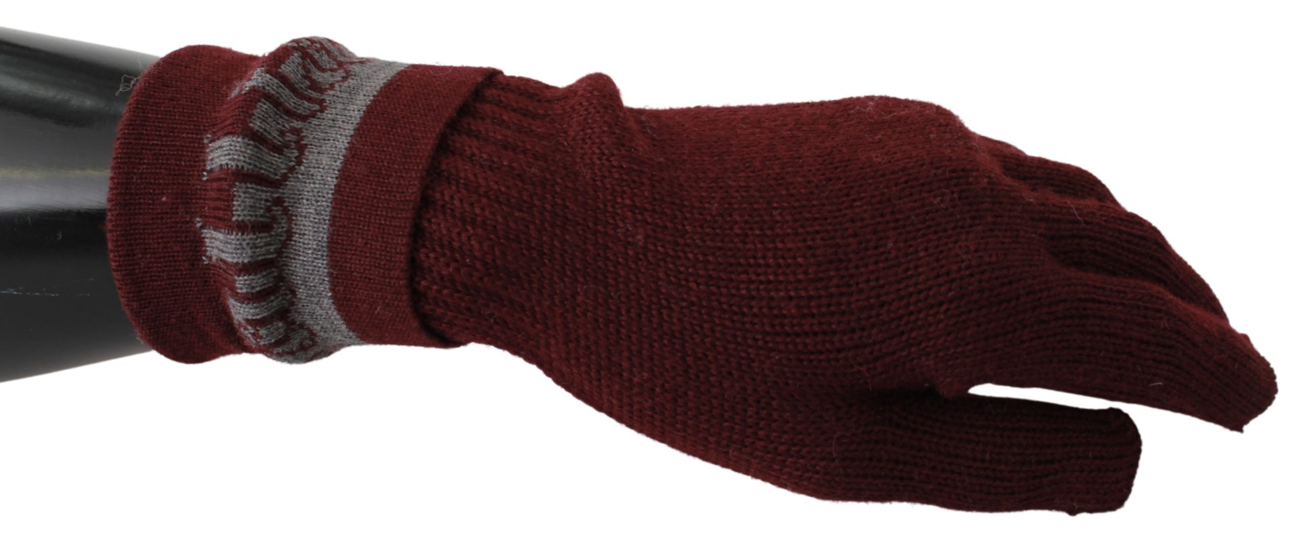 John Galliano Women's Elastic Wrist Mitten Gloves Bordeaux LB1021BG