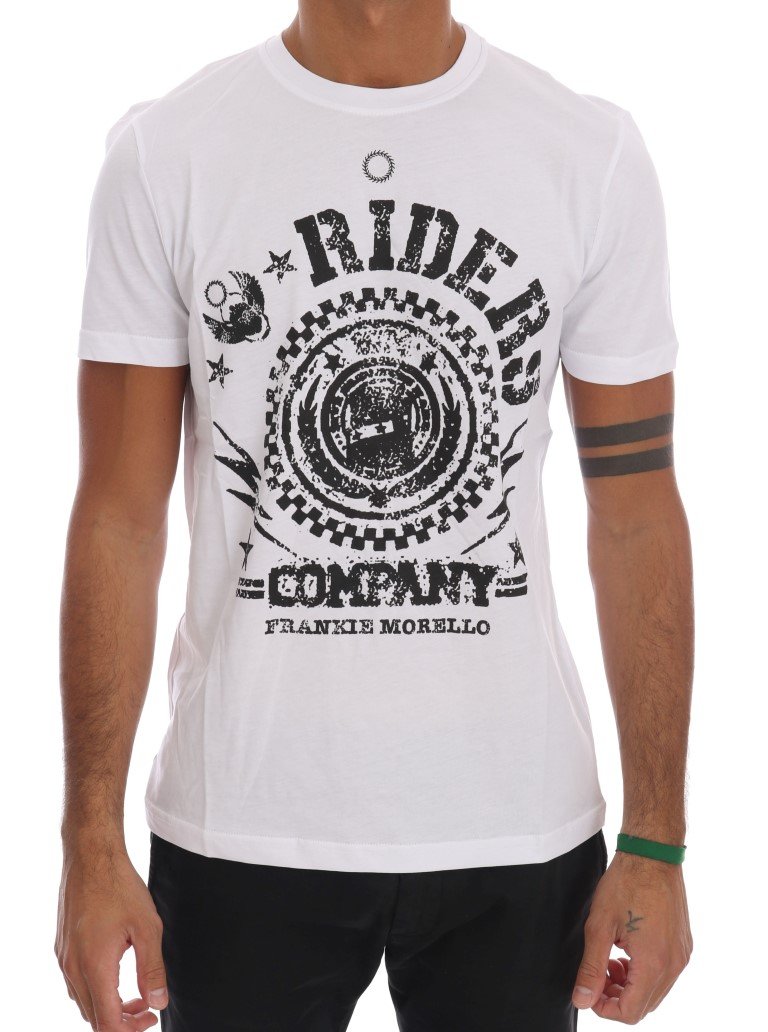 Frankie Morello Men's RIDERS Crew Neck T-Shirt Black White TSH1264 - M