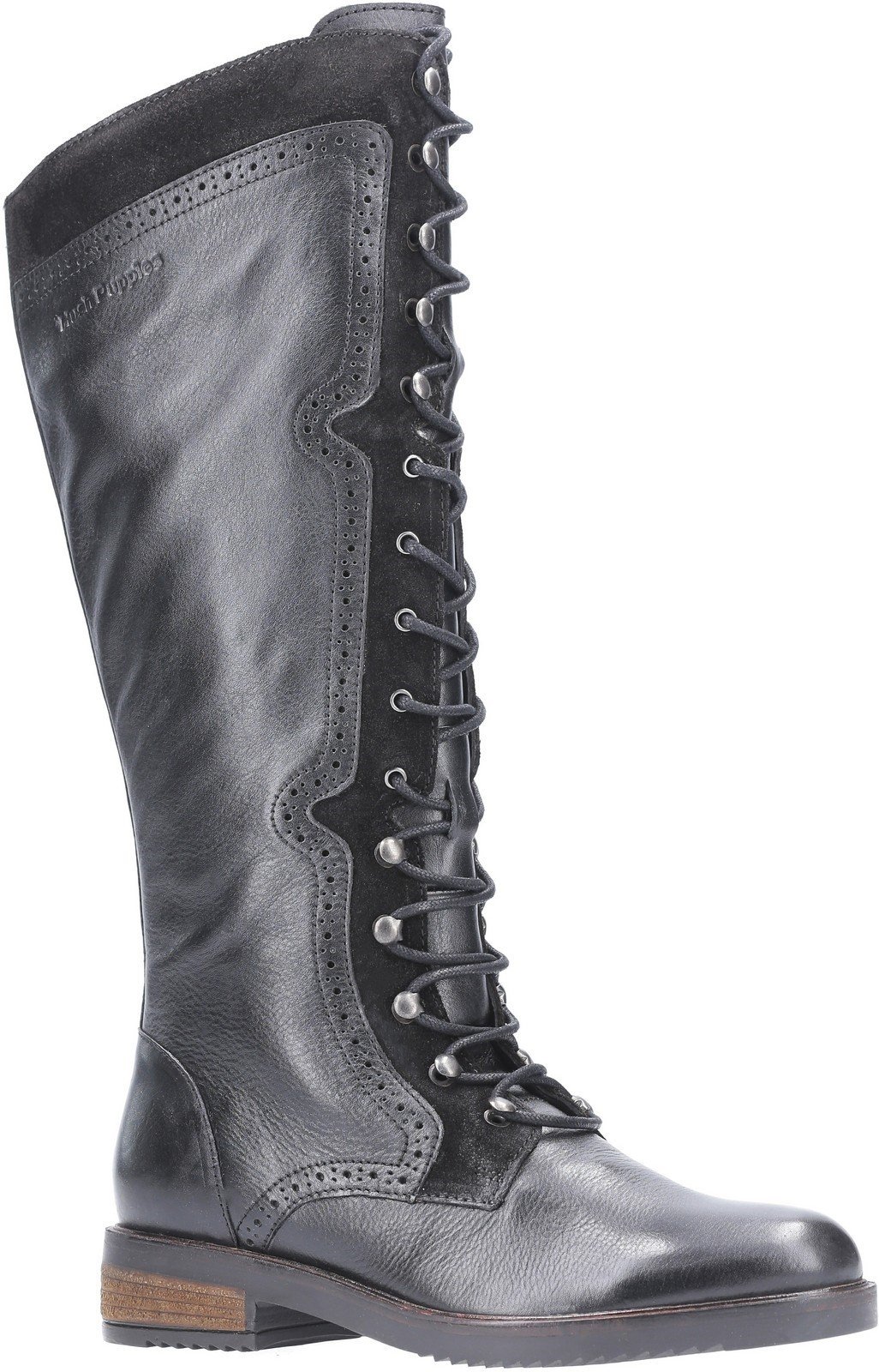 Hush Puppies Women's Rudy Zip Up Lace Up Long Boot Various Colours 29203 - Black 3