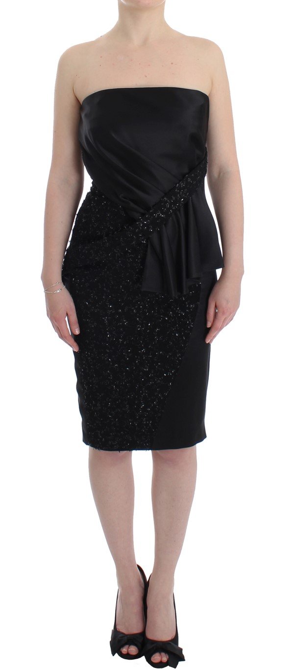Masha Ma Women's Strapless Embellished Pencil Dress Black SIG12640 - S