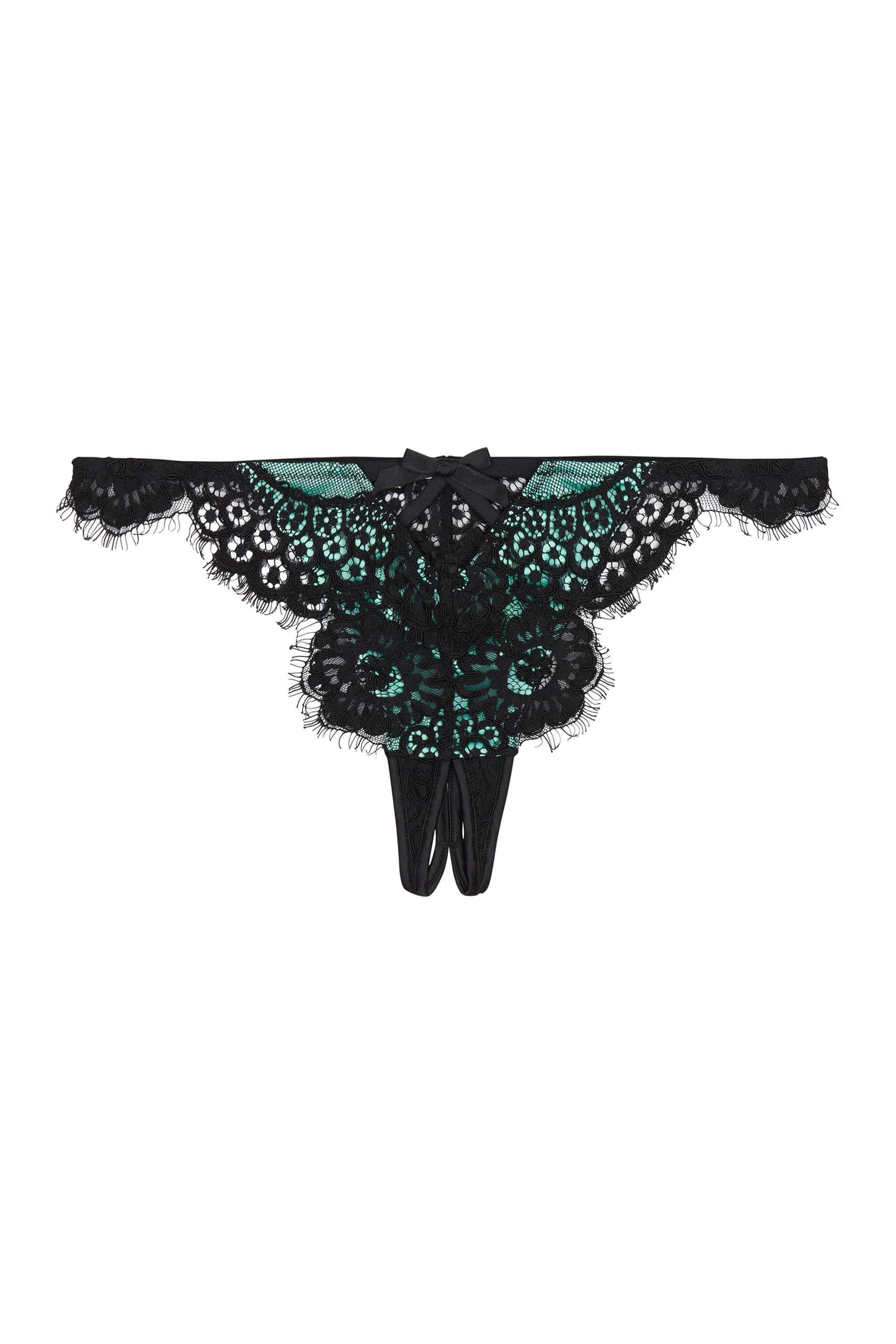 Playful Promises Jaquelina Mint Contrast Crotchless Thong UK 8 / US 4