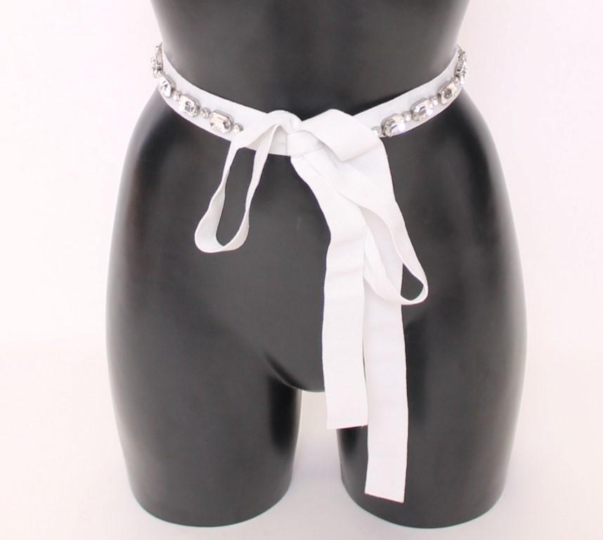 Dolce & Gabbana Women's Crystal Stones Waist Belt White GAD10353