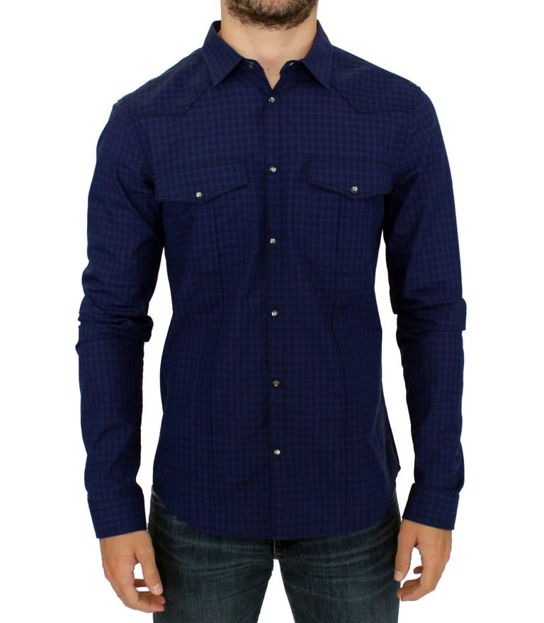 Costume National Men's Checkered Cotton Shirt Blue SIG10357 - IT48 | M