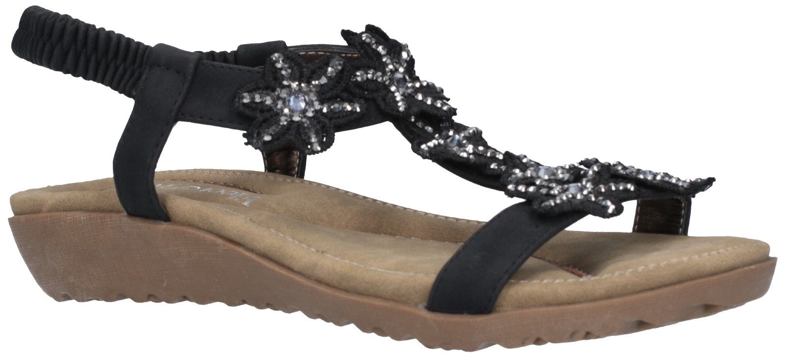 Fleet & Foster Women's Magnolia Elastic Sandal Various Colours 28279 - Black 3