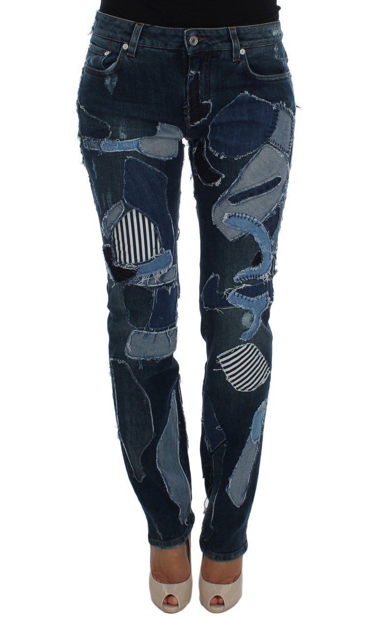 Dolce & Gabbana Women's Cotton Stretch Patchwork Denim Jeans Blue SIG20039 - IT38|XS