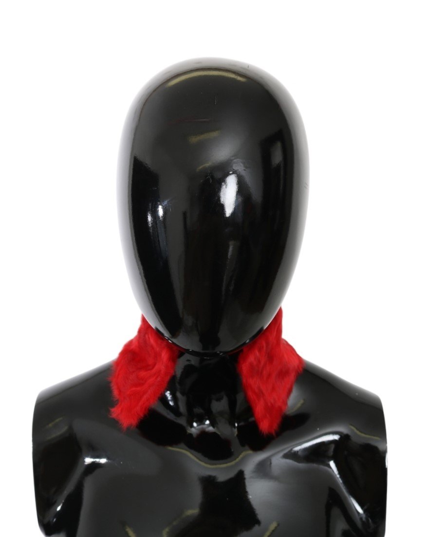 Dolce & Gabbana Women's Fur Neck Collar Wrap Lambskin Scarf Red MS5584