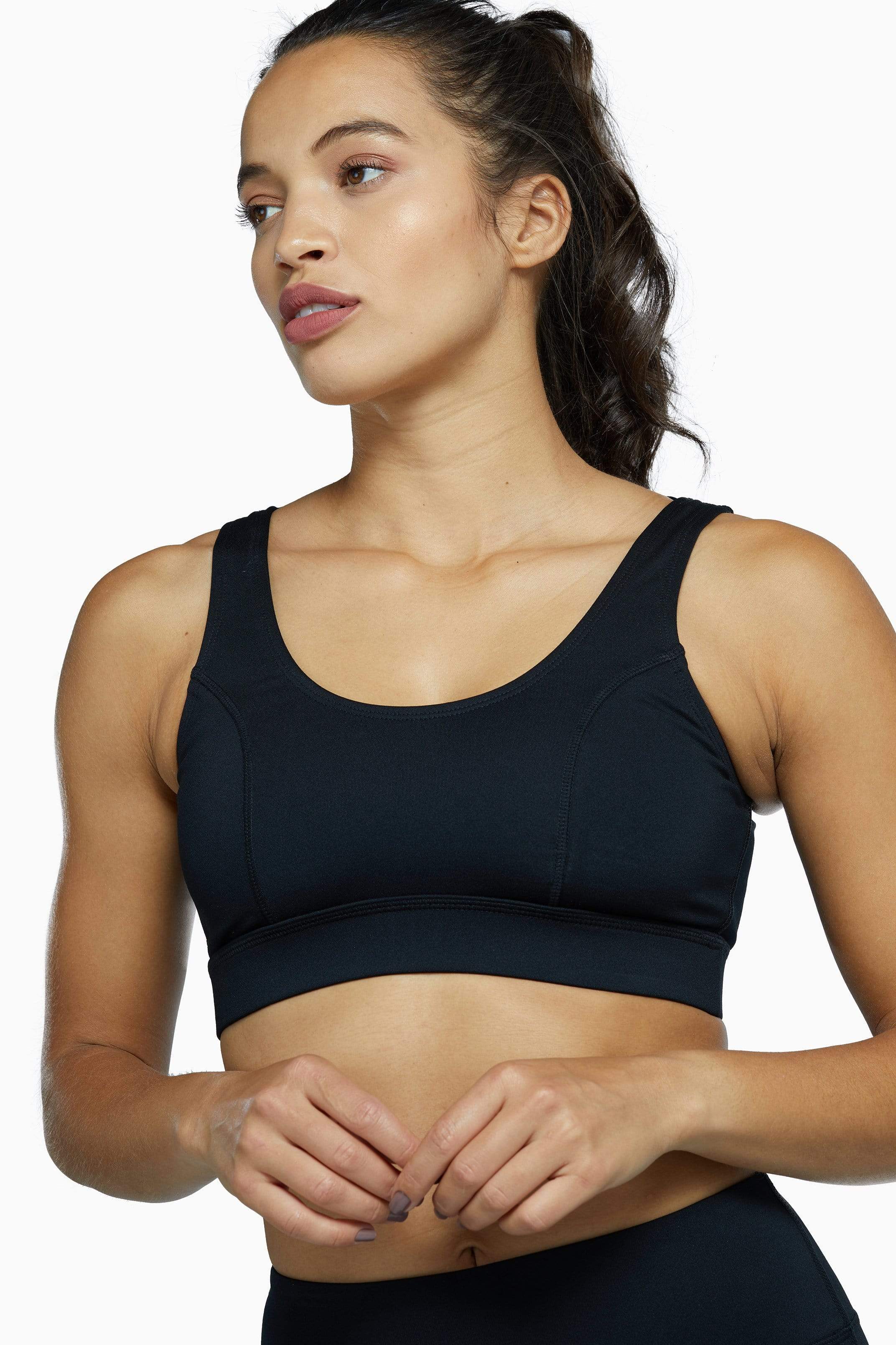 Wolf & Whistle Black Mesh Panel High Neck Sports Bra UK 12