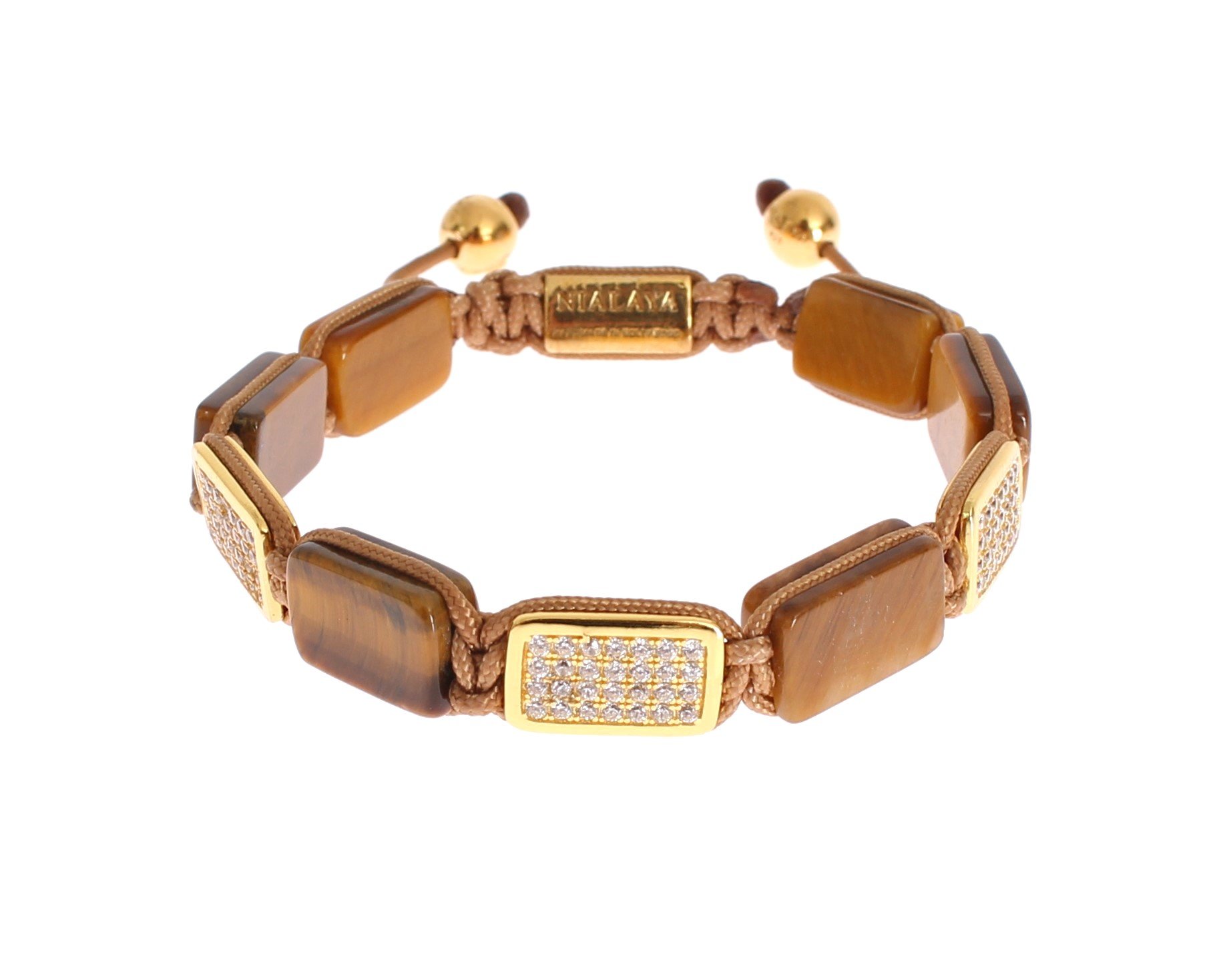 Nialaya Women's CZ Tiger Eye Gold 925 Bracelet NIA20243 - M