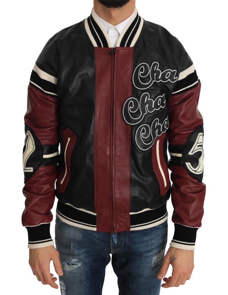 Dolce & Gabbana Men's Leather Club Lounge Jacket Black/Red JKT1103 - IT44 | XS