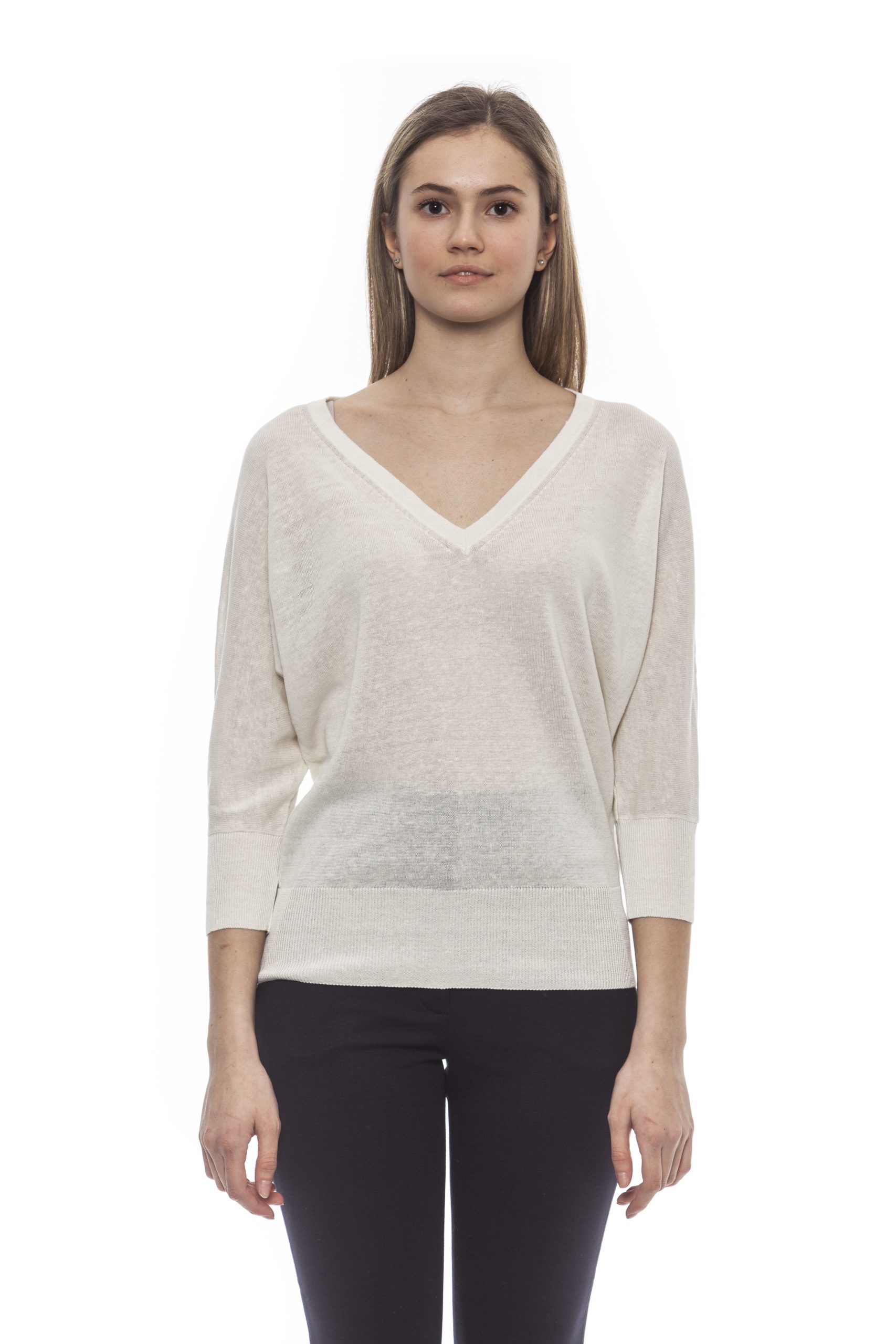 Peserico Women's Bianco Sweater White PE1383112 - IT42 | S