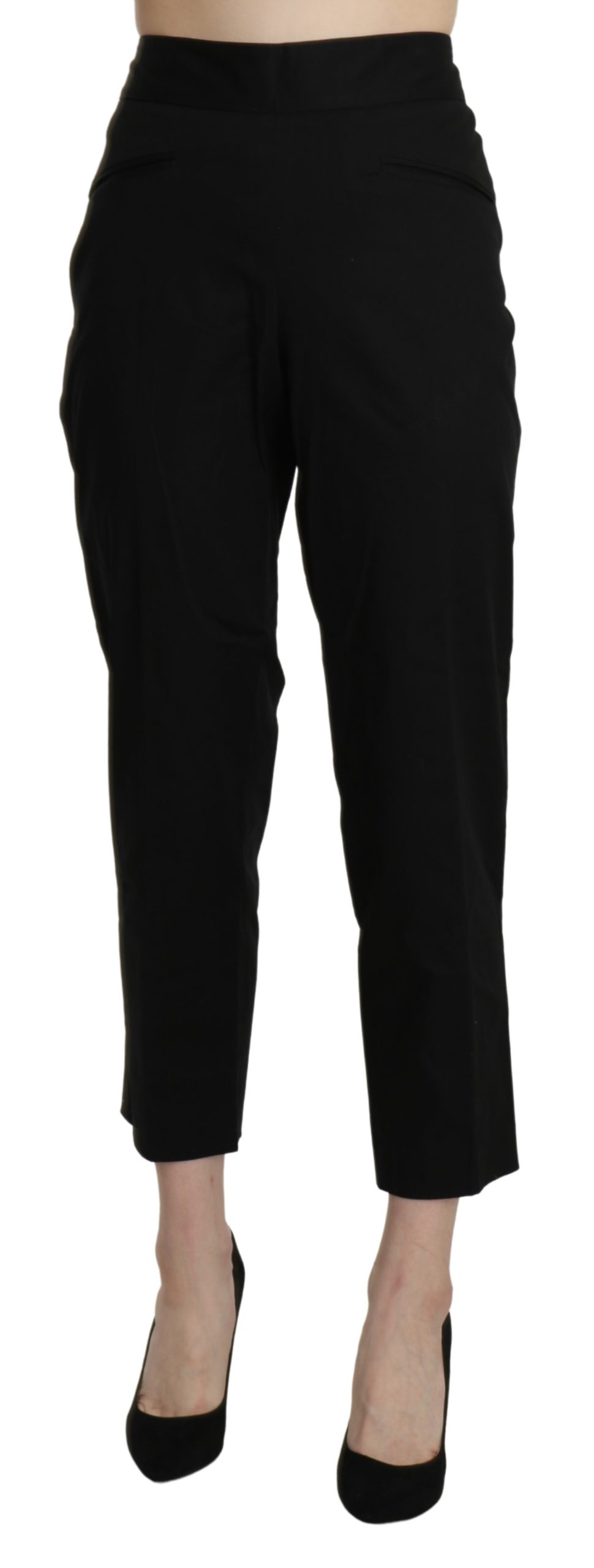 BENCIVENGA Women's High Waist Straight Cropped Trousers Black PAN71323-44 - IT44|L