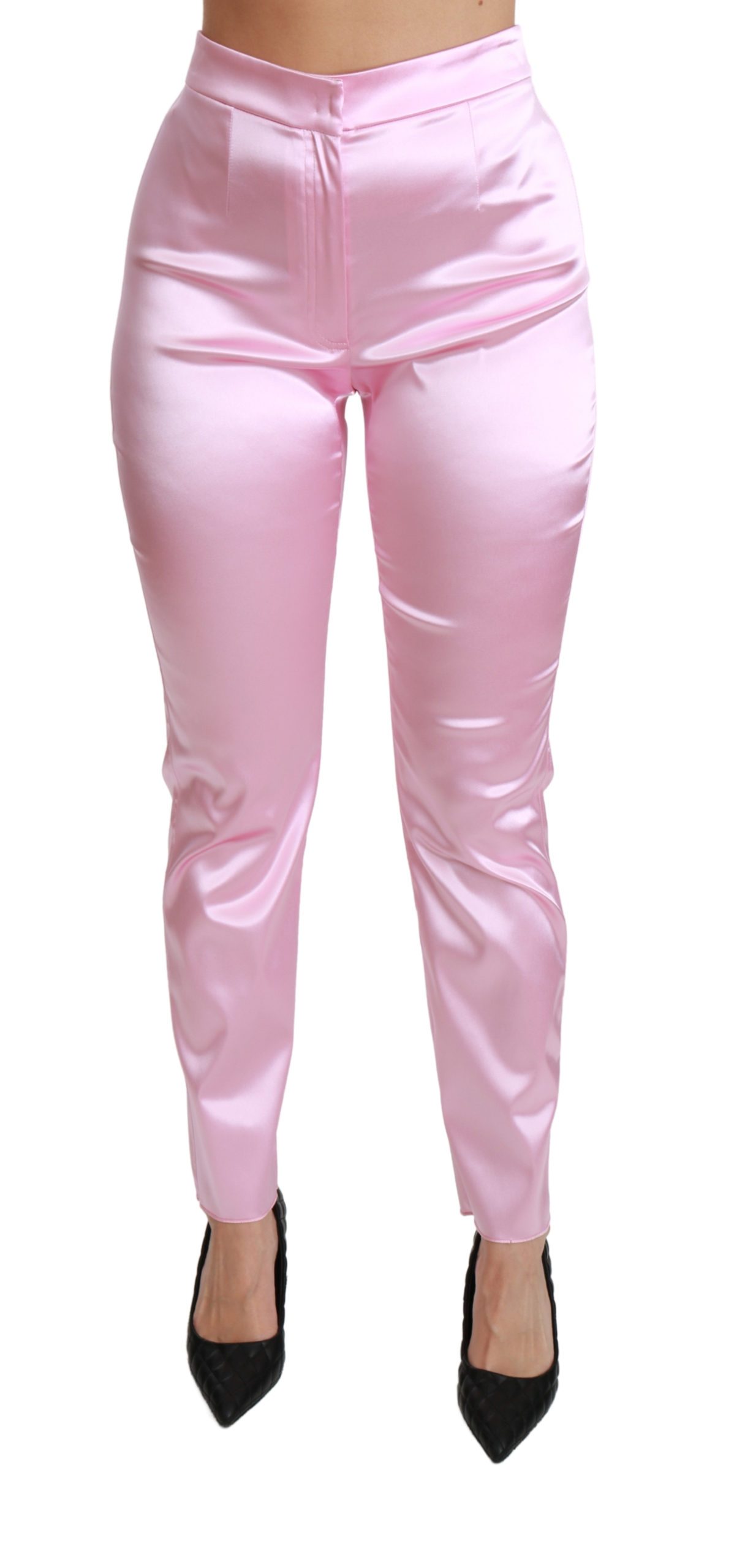 Dolce & Gabbana Women's Metallic High Waist Skinny Trouser Pink PAN70816 - IT44|L