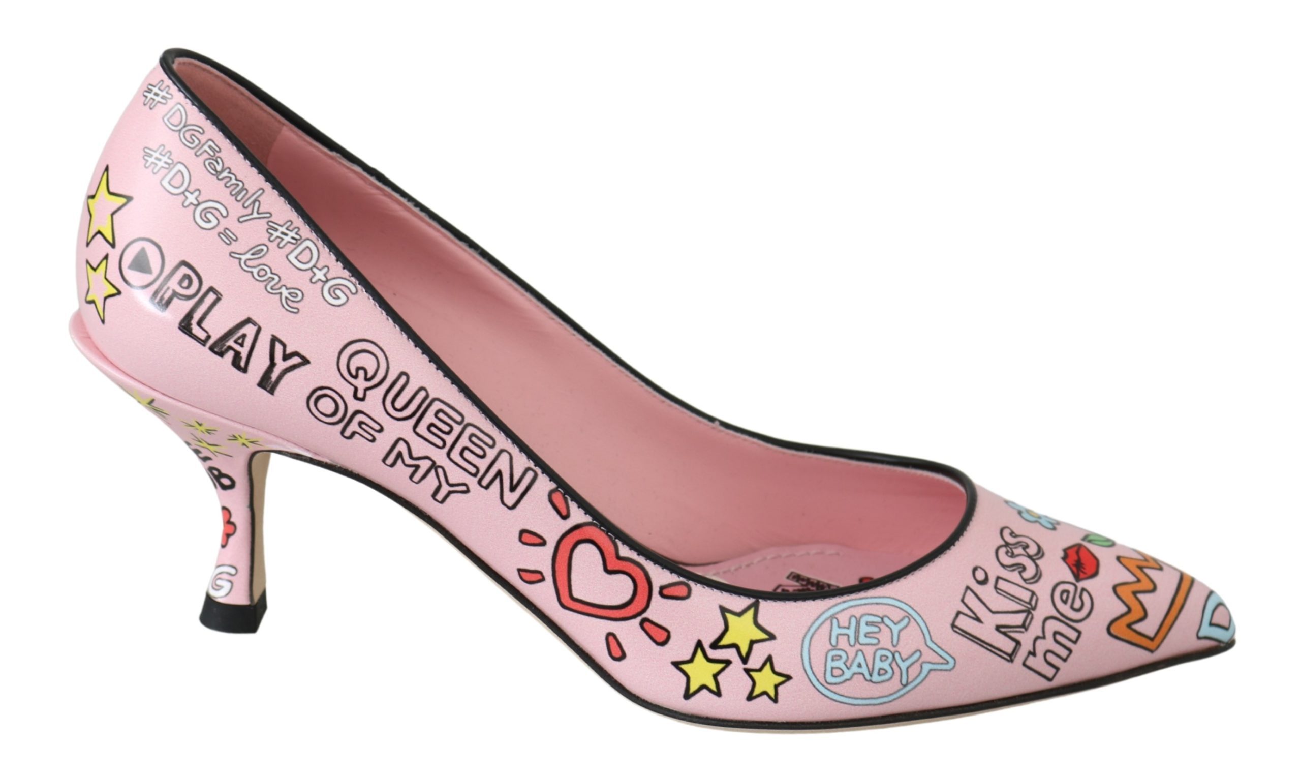Dolce & Gabbana Women's Leather Queen Pumps Pink LA6651 - EU39.5/US9