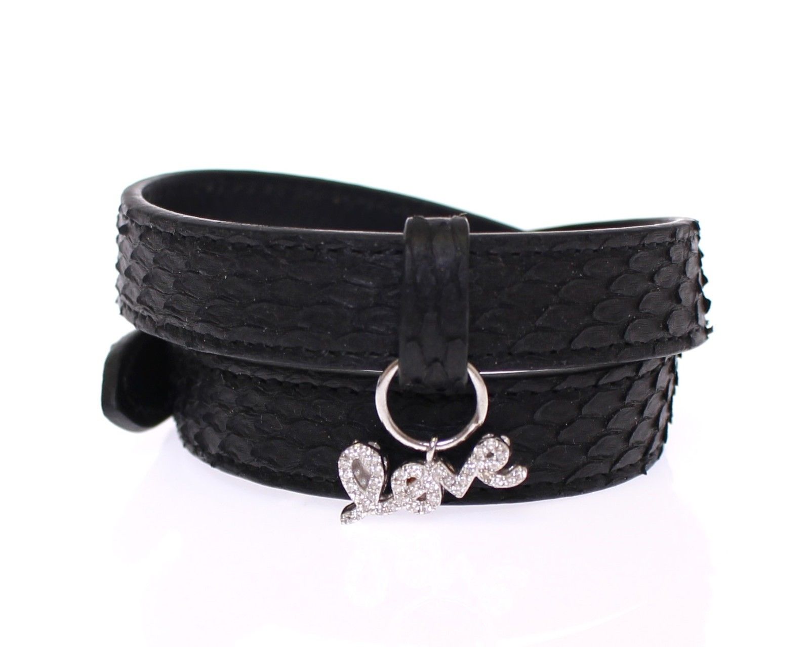 Snakeskin CZ LOVE 925 Silver Bracelet - M
