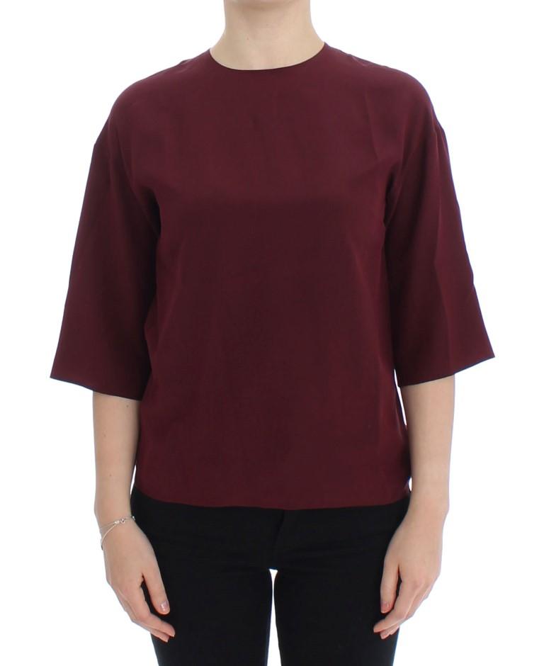 Dolce & Gabbana Women's 3/4 Sleeve silk Top Red SIG13327 - IT36|XXS