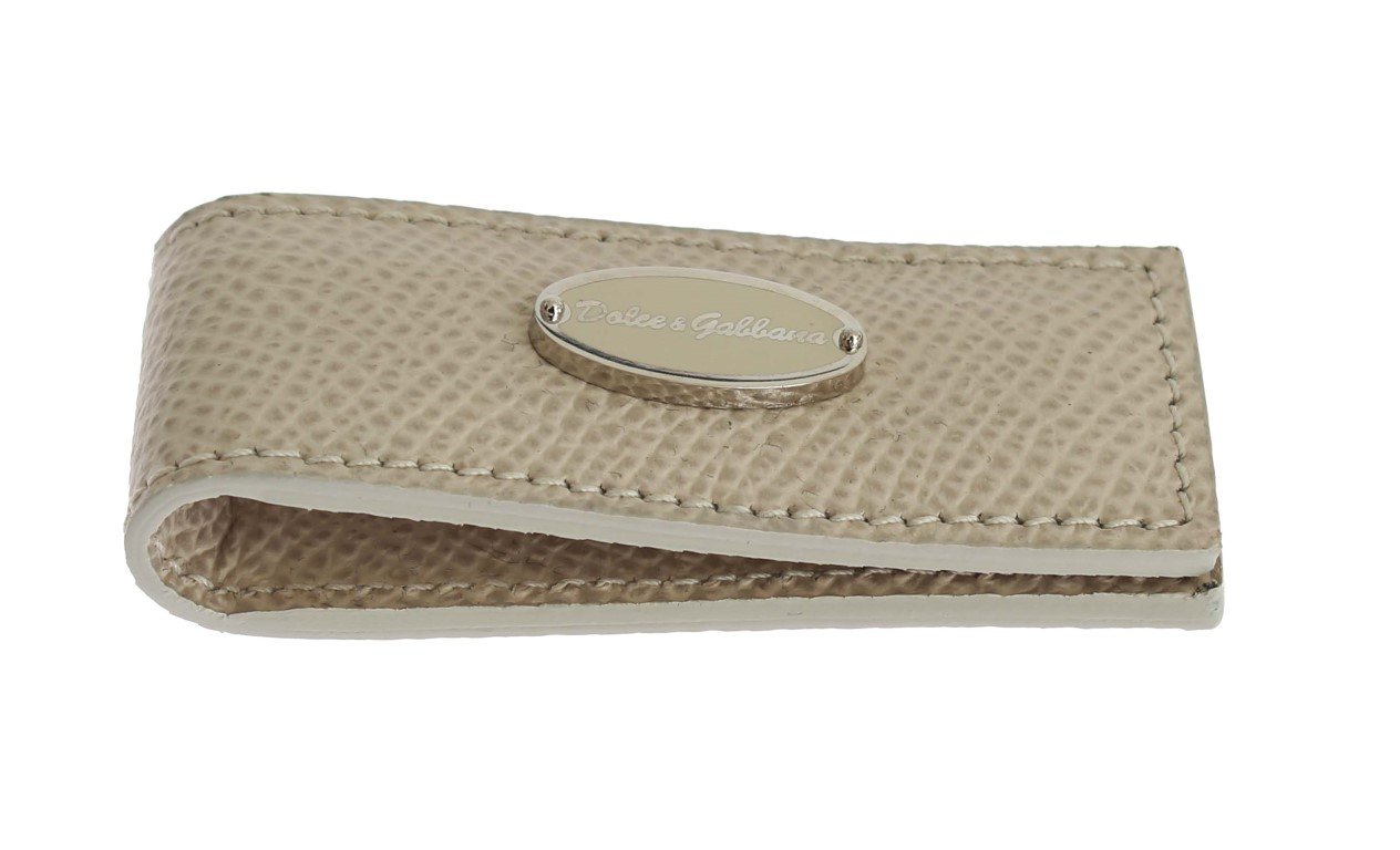 Dolce & Gabbana Men's Leather Magnet Money Clip Beige SIG31661