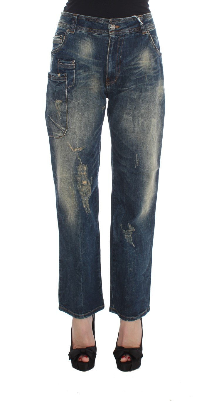 John Galliano Women's Cotton Boyfriend Fit Cropped Jeans Blue SIG30179 - W26