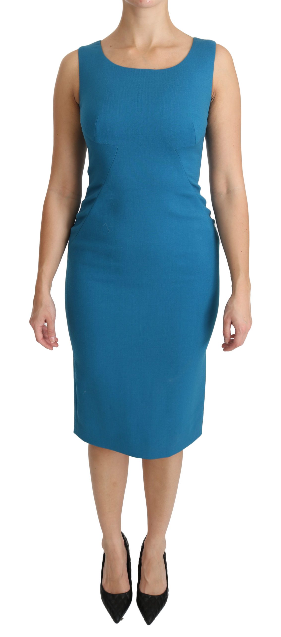 Dolce & Gabbana Women's Sheath Knee Length Wool Dress Blue DR2161 - IT36|XXS