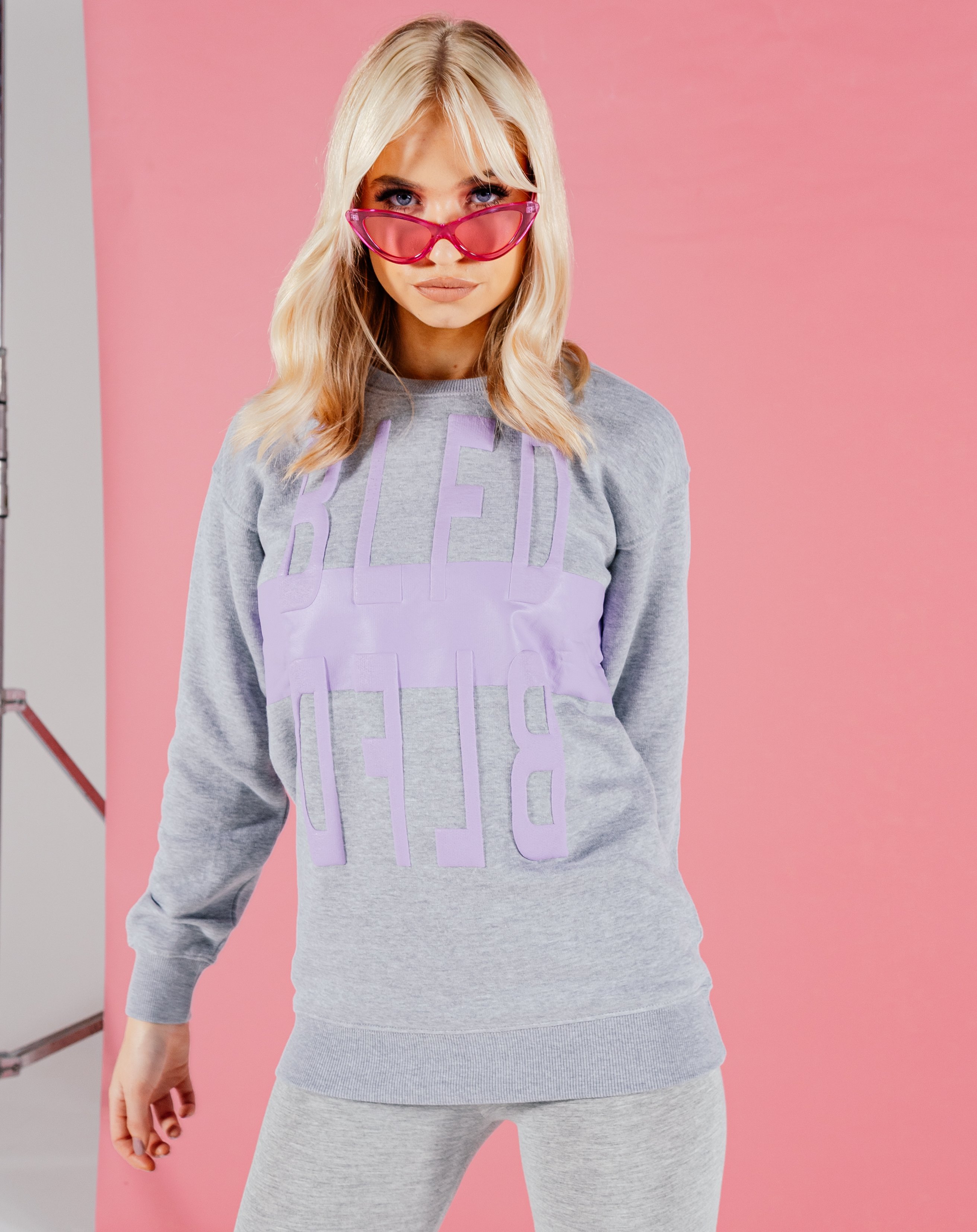 Butari Embossed Print Longline Sweatshirt - Grey / 8