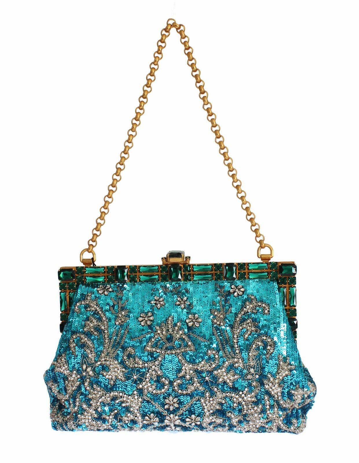 Dolce & Gabbana Women's Clear Crystal Evening Clutch Bag Blue SIG19544