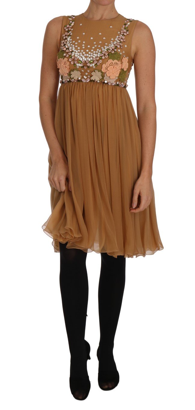 Dolce & Gabbana Women's Crystal Silk A-Line Gown Dress Gold DR1466 - IT40|S