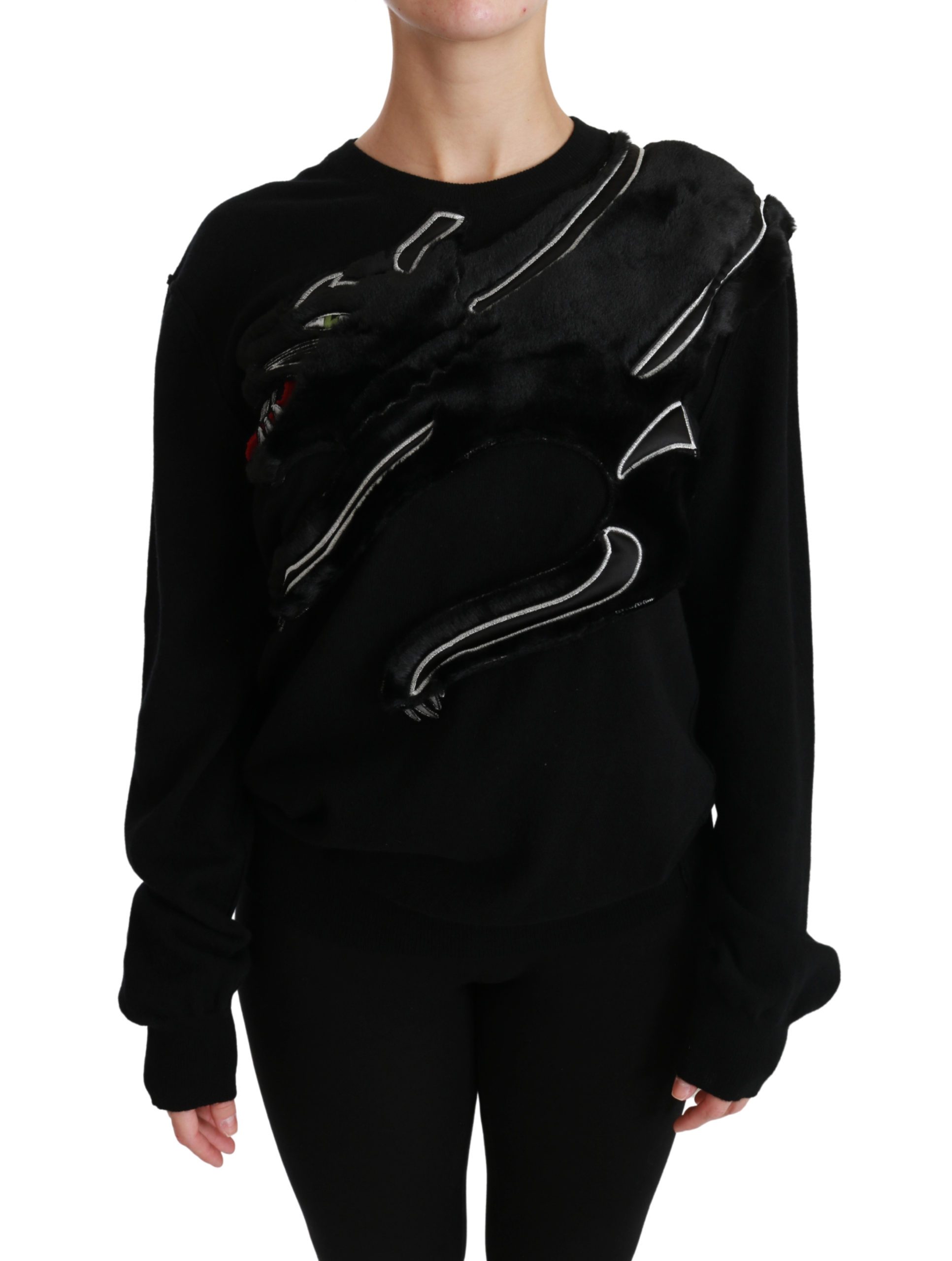 Black Panther Fur Pullover Wool Sweater - IT48|XXL