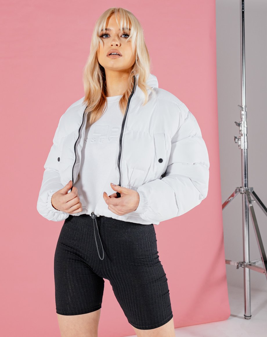 Crop Puffer Jacket - White / 14