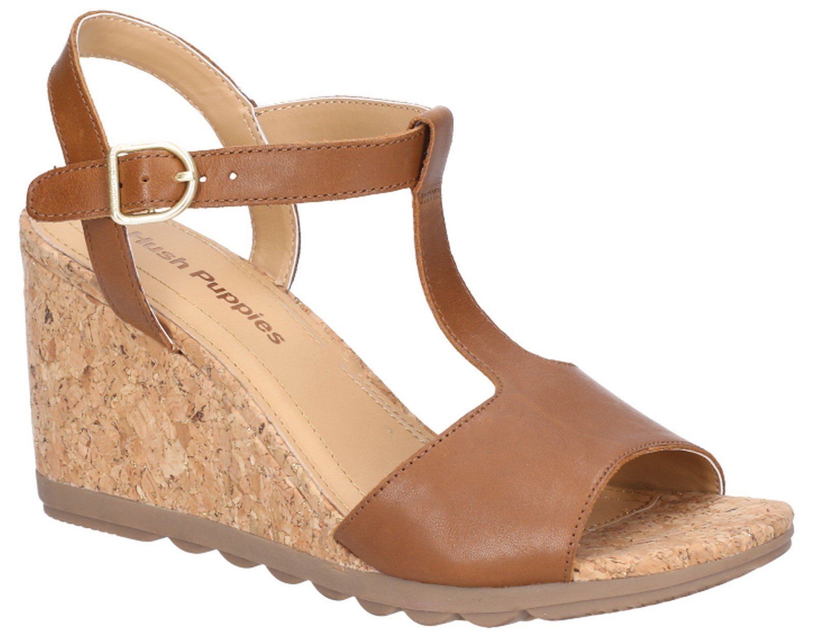 Hush Puppies Women's Pekingese Tstrap Buckle Sandal Various Colours 28415 - Tan 3