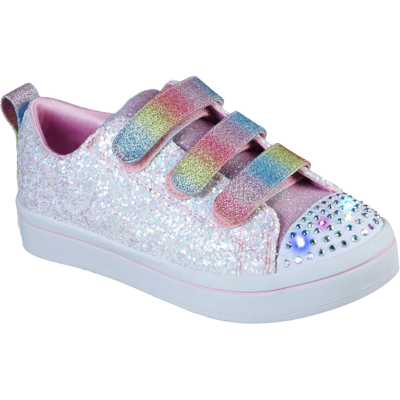 Skechers Kid's Twi-Lites Glitter Glitz Trainer Multicolor 31895 - White/Multi 10.5
