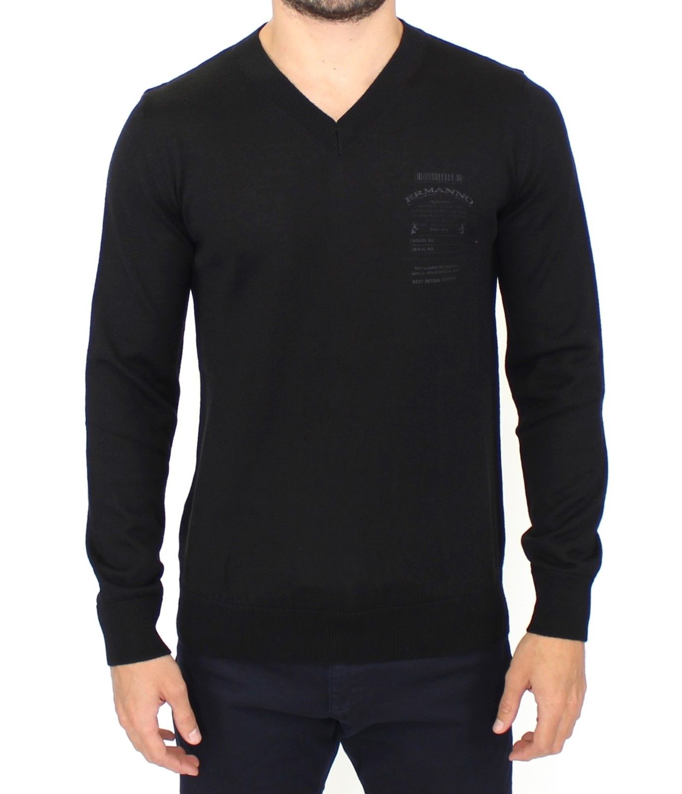 Ermanno Scervino Men's V-Neck Sweater Black SIG10107 - IT48 | M