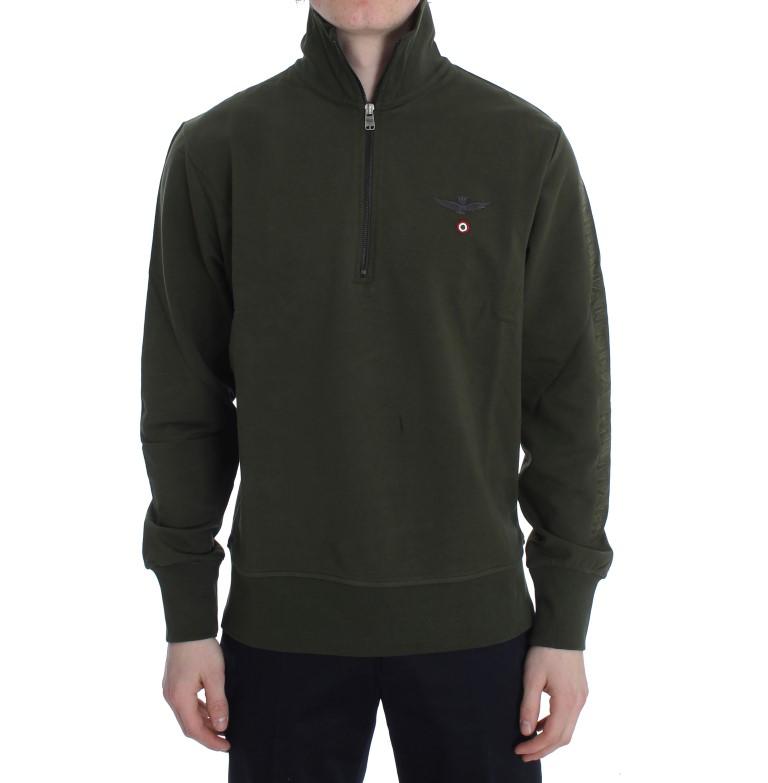 Aeronautica Militare Men's Cotton Stretch Half Zipper Sweater Green SIG30637 - S