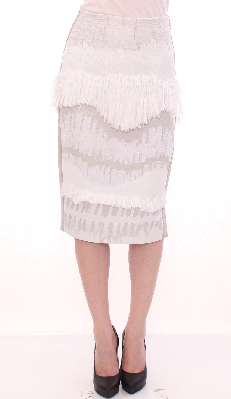 Arzu Kaprol Women's Acrylic Straight Pencil Skirt White GSS10322 - IT40|S