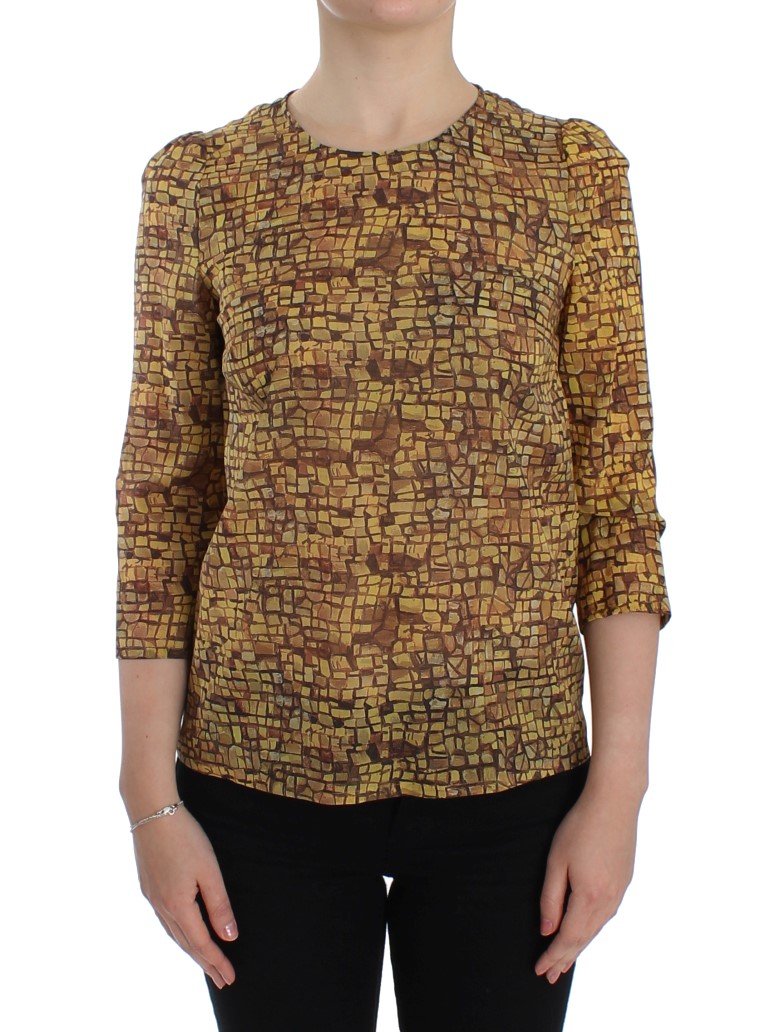 Dolce & Gabbana Women's Mosaic Print Top Yellow SIG13190 - IT42|M