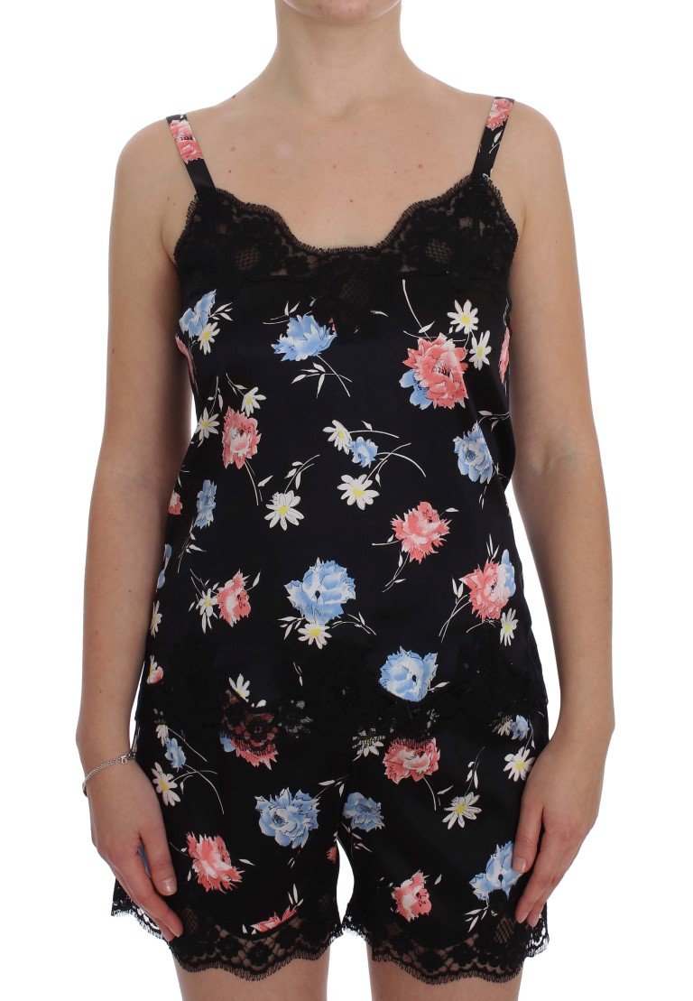 Black Silk Lace Chemise Lingerie Top - IT4 | L