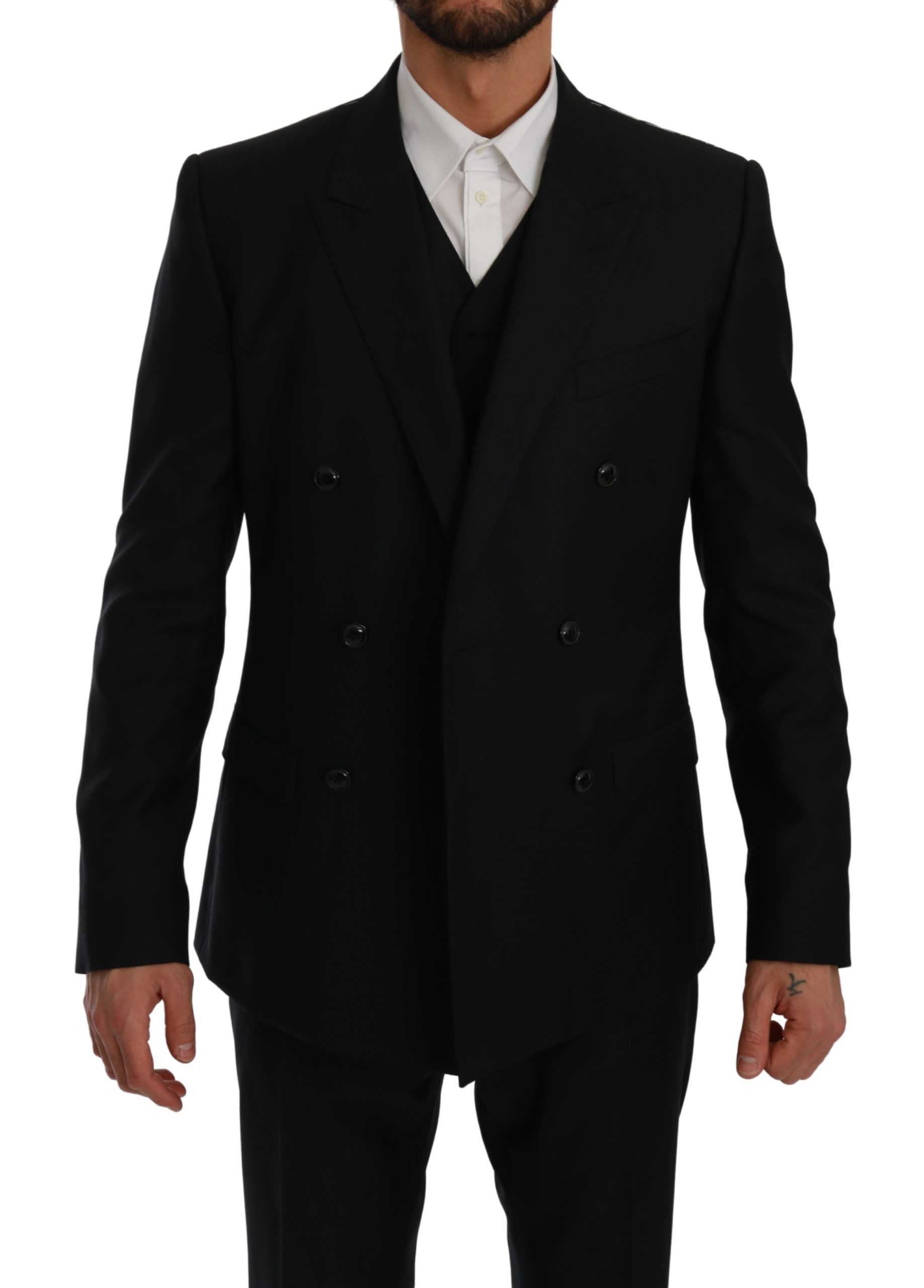 Dolce & Gabbana Men's Double Breasted 3 Piece MARTINI Suit Blue KOS1758 - IT50 | L