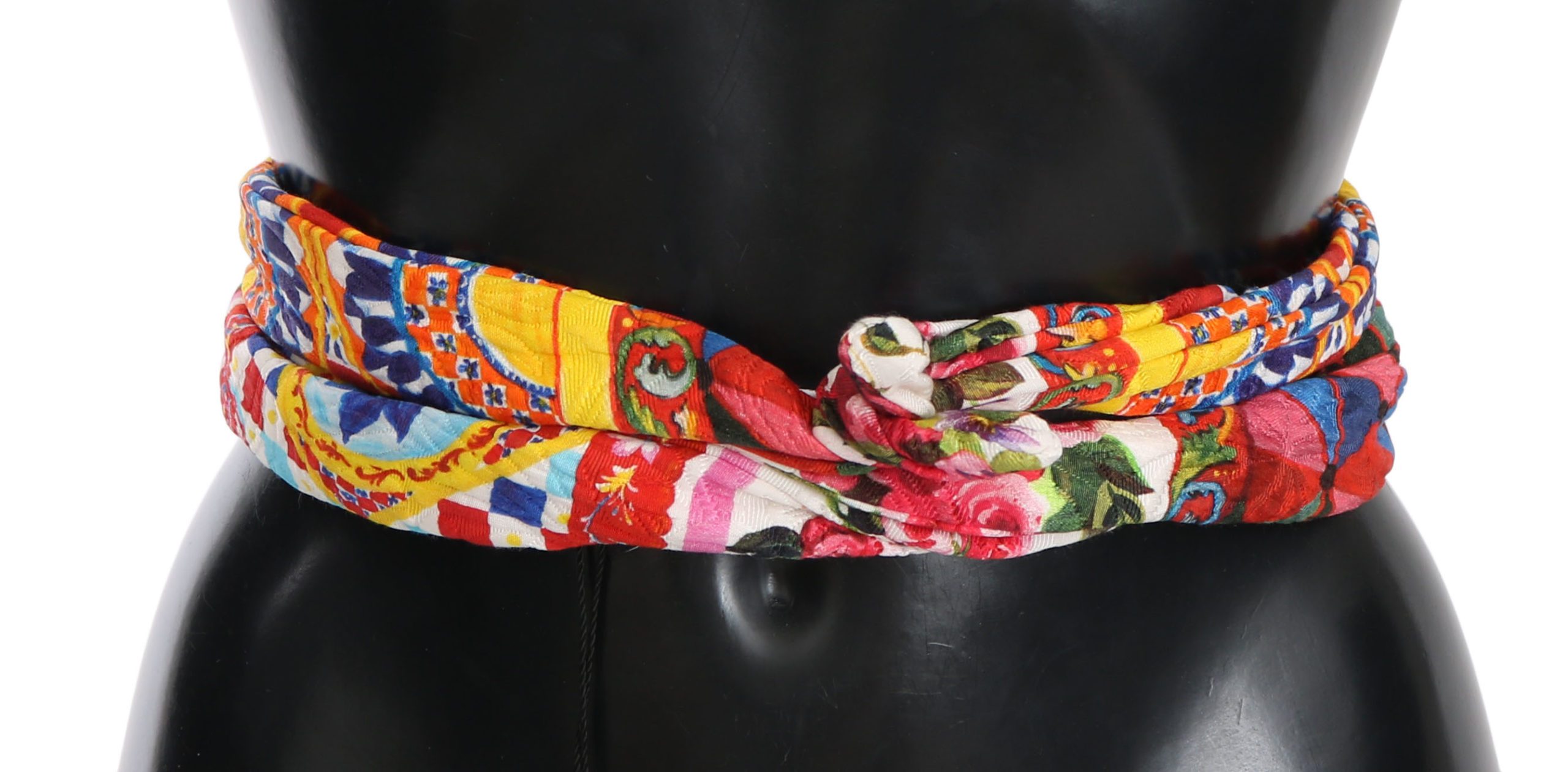 Dolce & Gabbana Women's Cotton Carretto Rose Pattern Wrap Belt Multicolor SMY2205 - W36