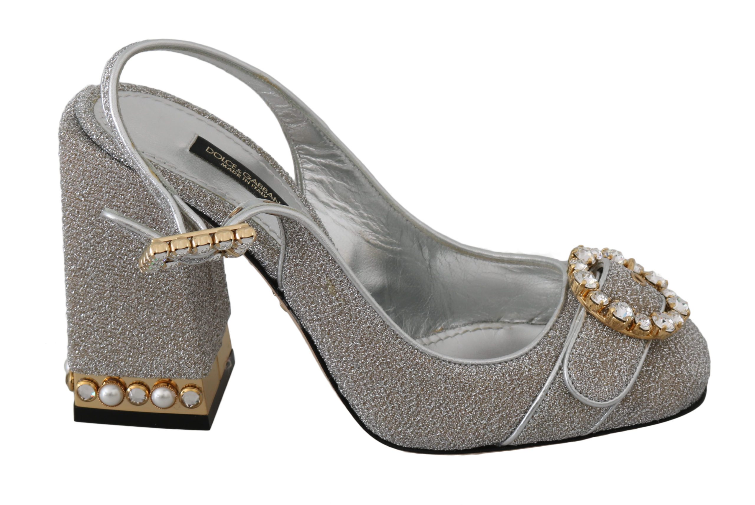 Dolce & Gabbana Women's Shiny Crystal Sandals Shoes Silver LA6307 - EU35.5/US5