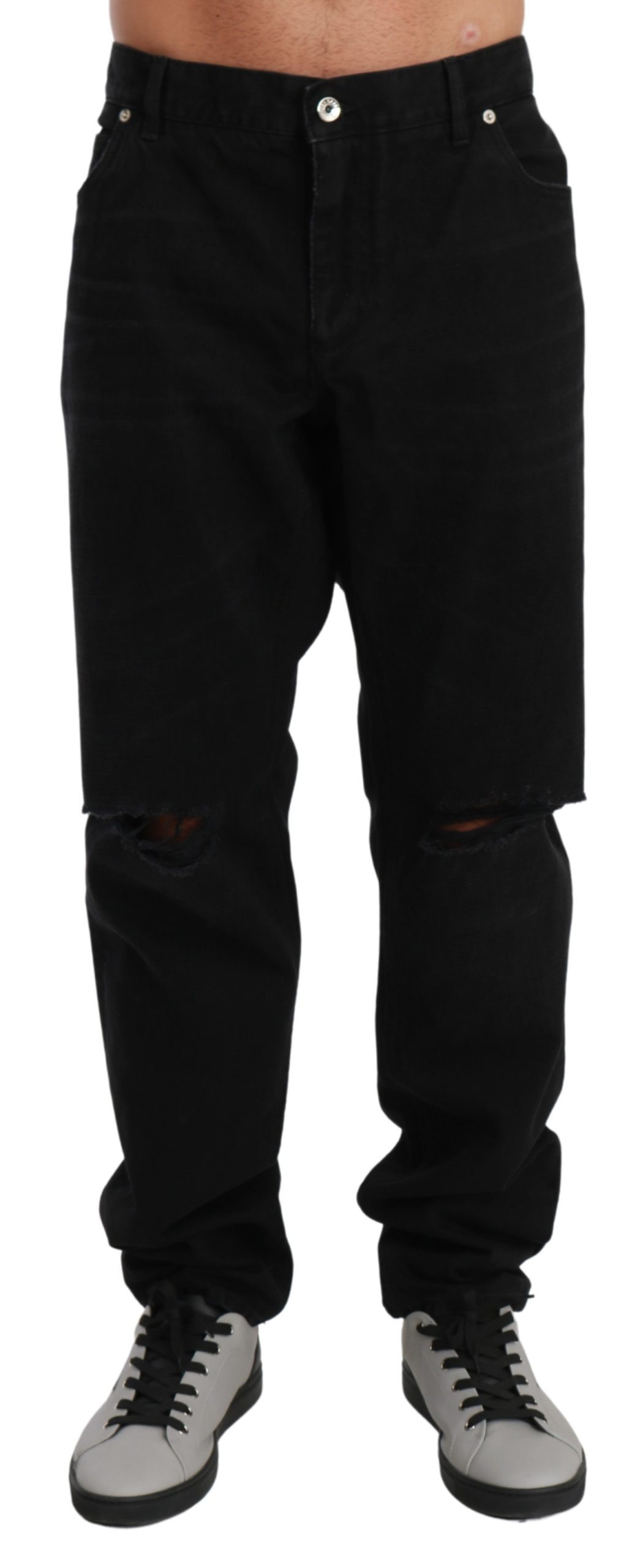 Dolce & Gabbana Men's Ripped Skinny Denim MARTINI Jeans Black PAN71008 - IT60 | 3XL
