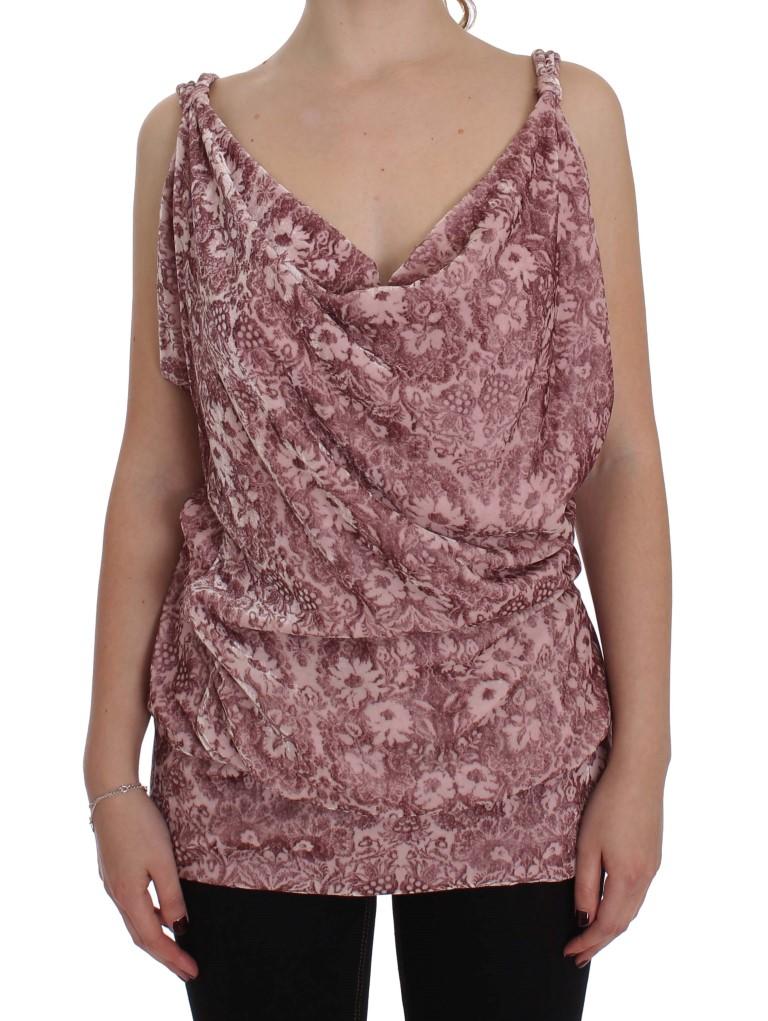 Exte Women's Floral Print Viscose Silk Top Pink SIG30931 - IT40|S