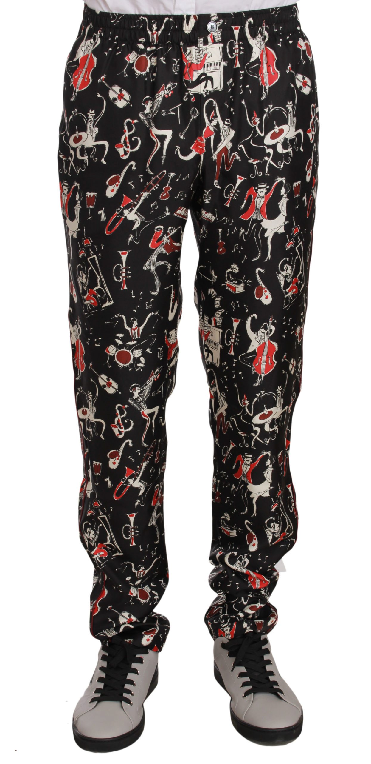 Dolce & Gabbana Men's Musical Instrument Print Sleepwear Trouser Red PAN61304 - IT48 | M