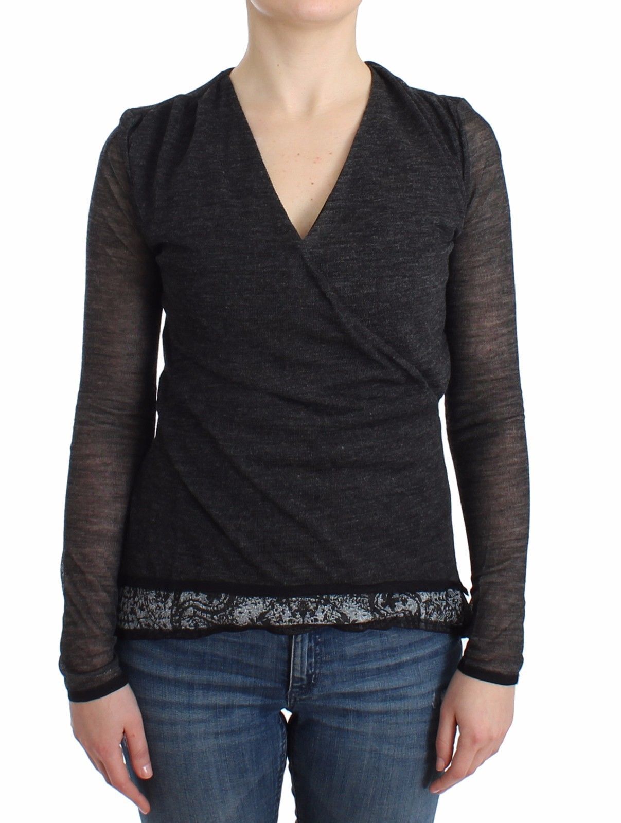Ermanno Scervino Women's Long Sleeve Sweater Grey SIG11865 - IT44 | M
