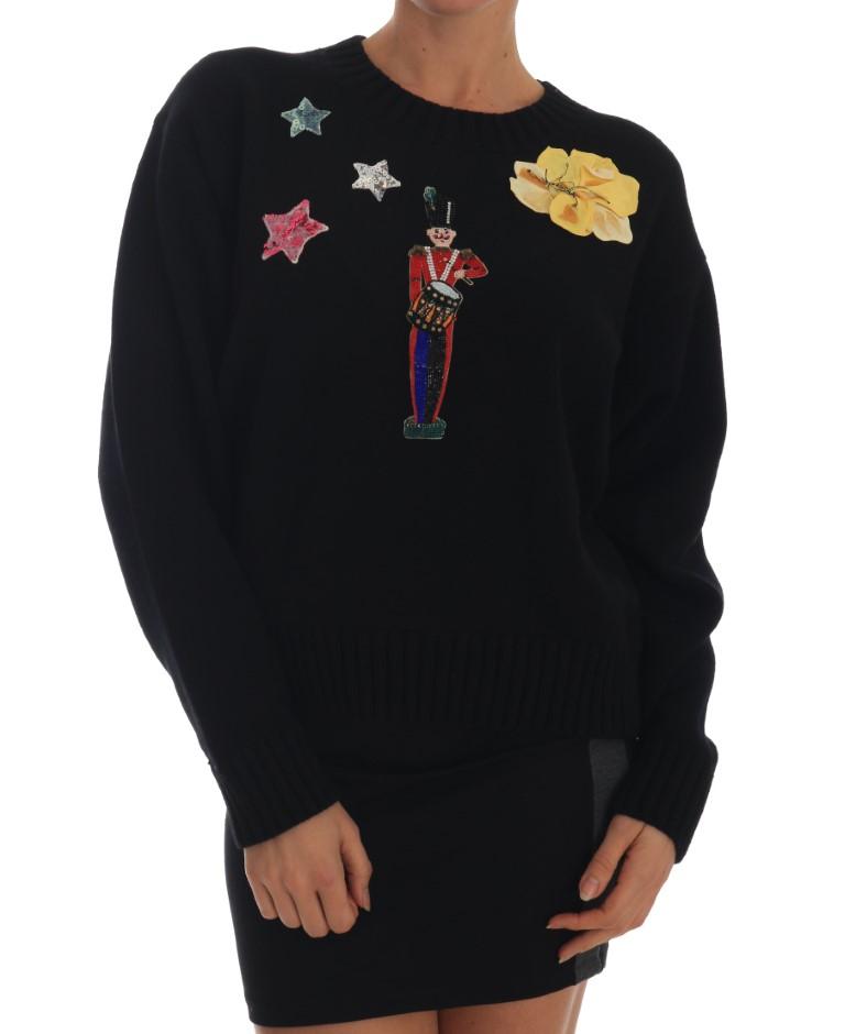 Dolce & Gabbana Women's Fairy Tale Crystal Cashmere Sweater Black TSH1903 - IT44|L