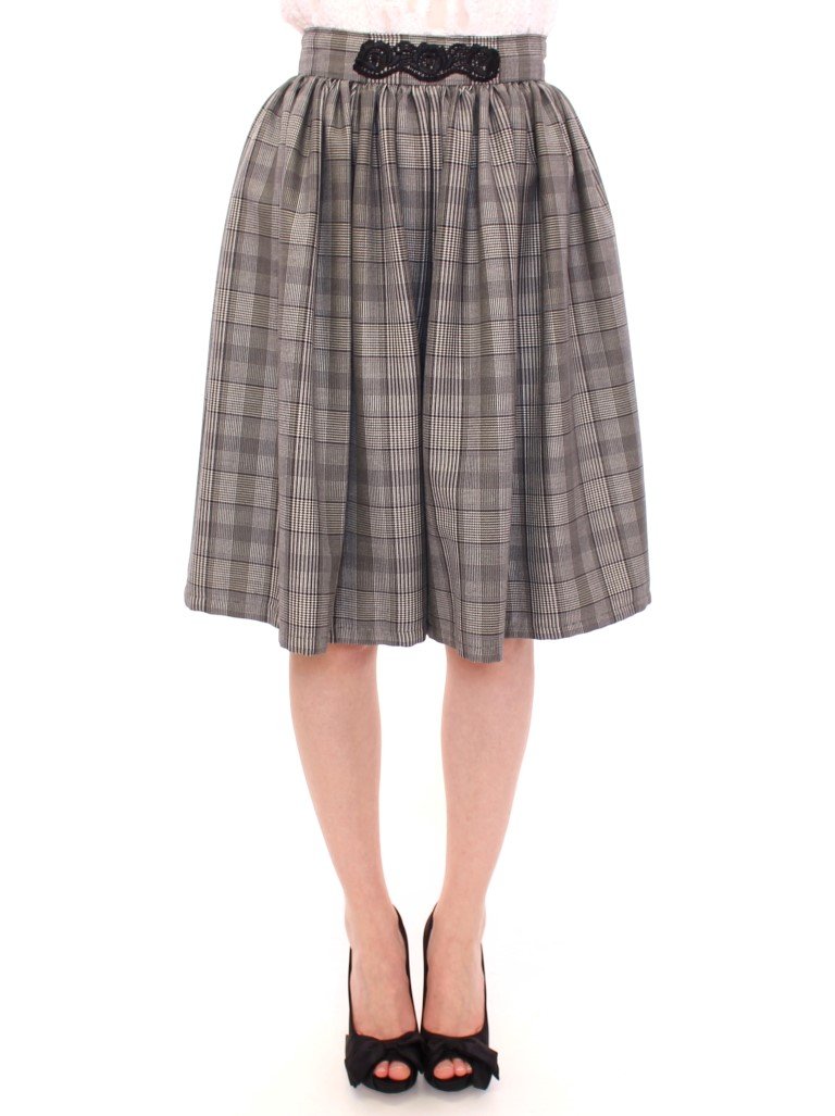 Gray Checkered Wool Shorts Skirt - IT42|M
