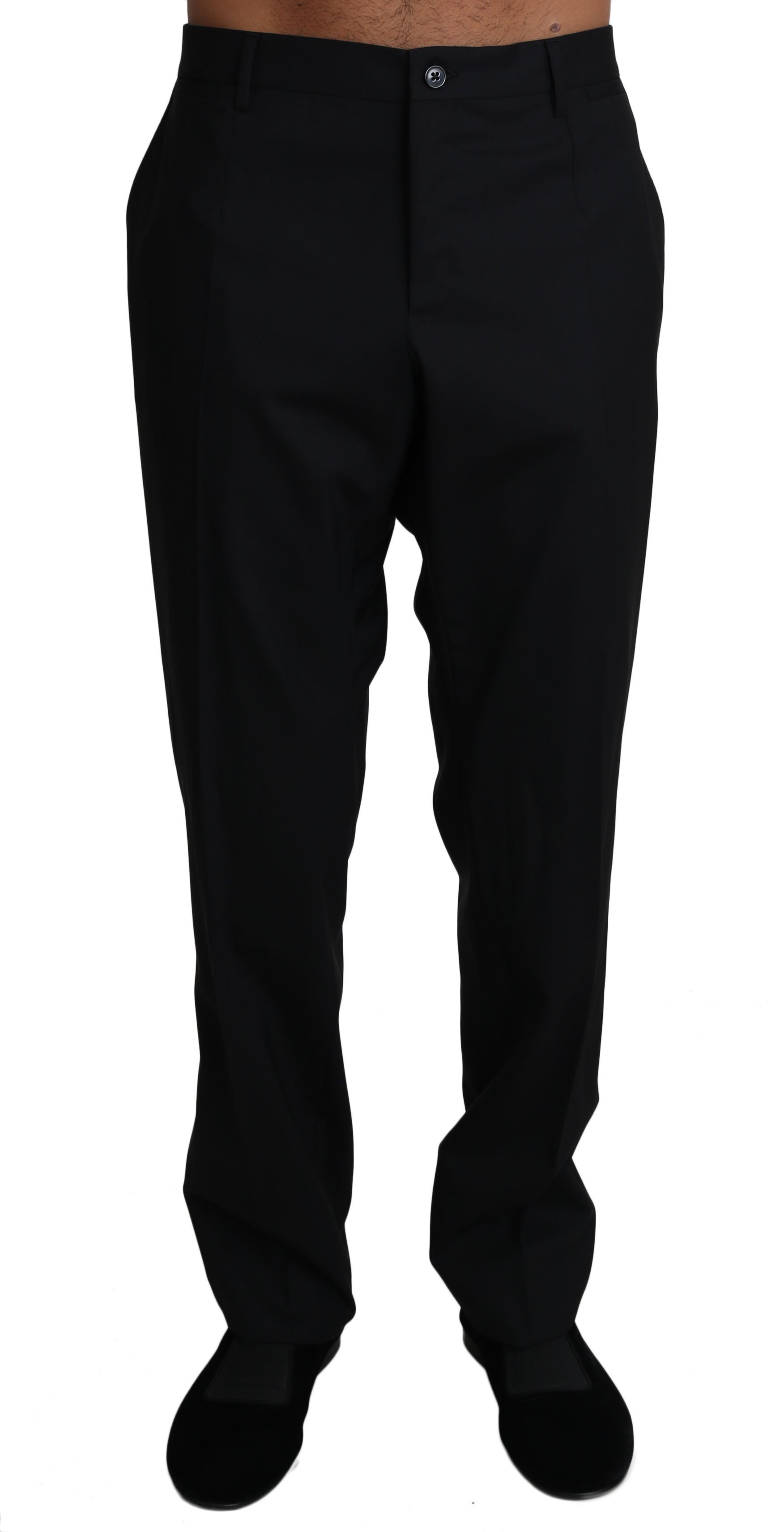 Dolce & Gabbana Men's Wool Stretch Dress Trousers Trouser Black PAN61130 - IT54 | XXL