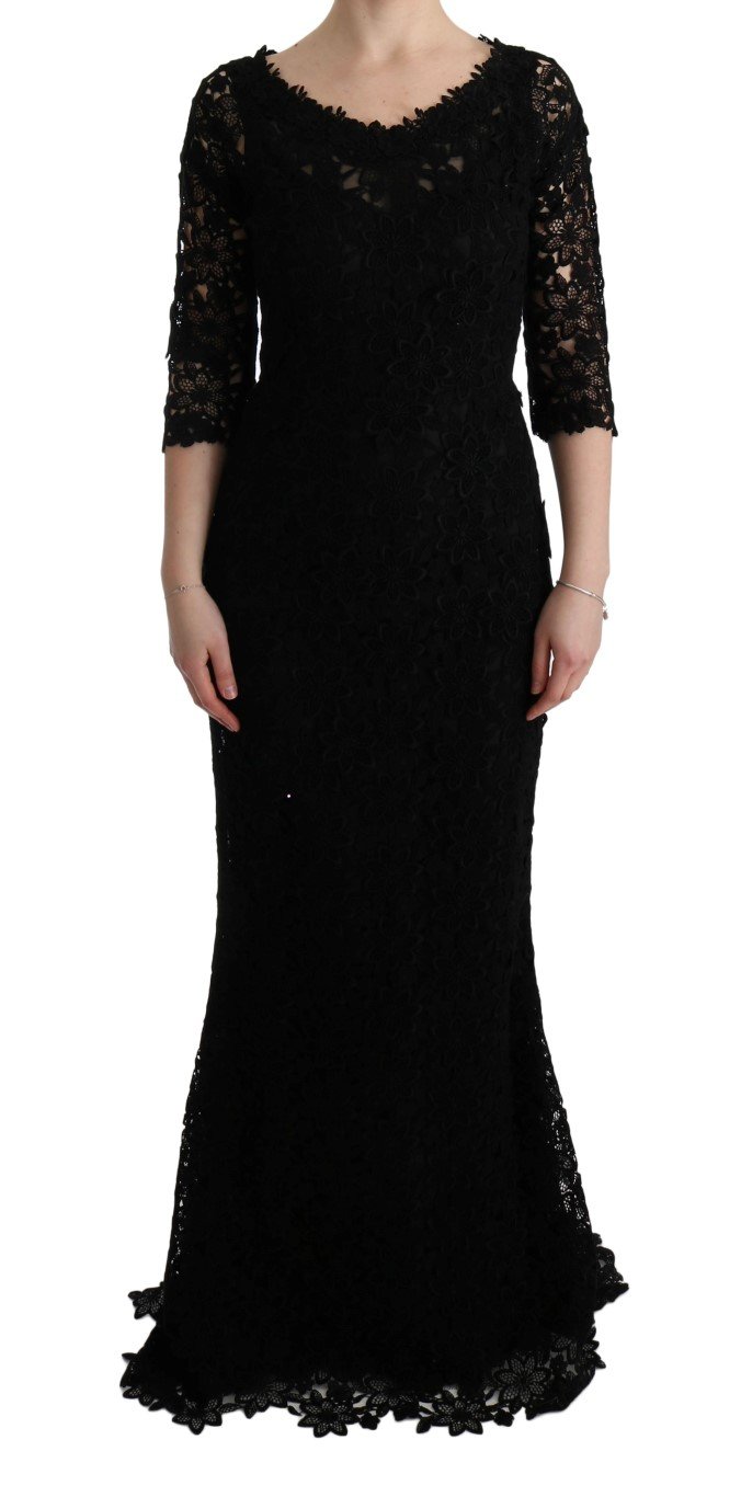 Dolce & Gabbana Women's Floral Ricamo Sheath Long Dress Black SIG60580 - IT40|S