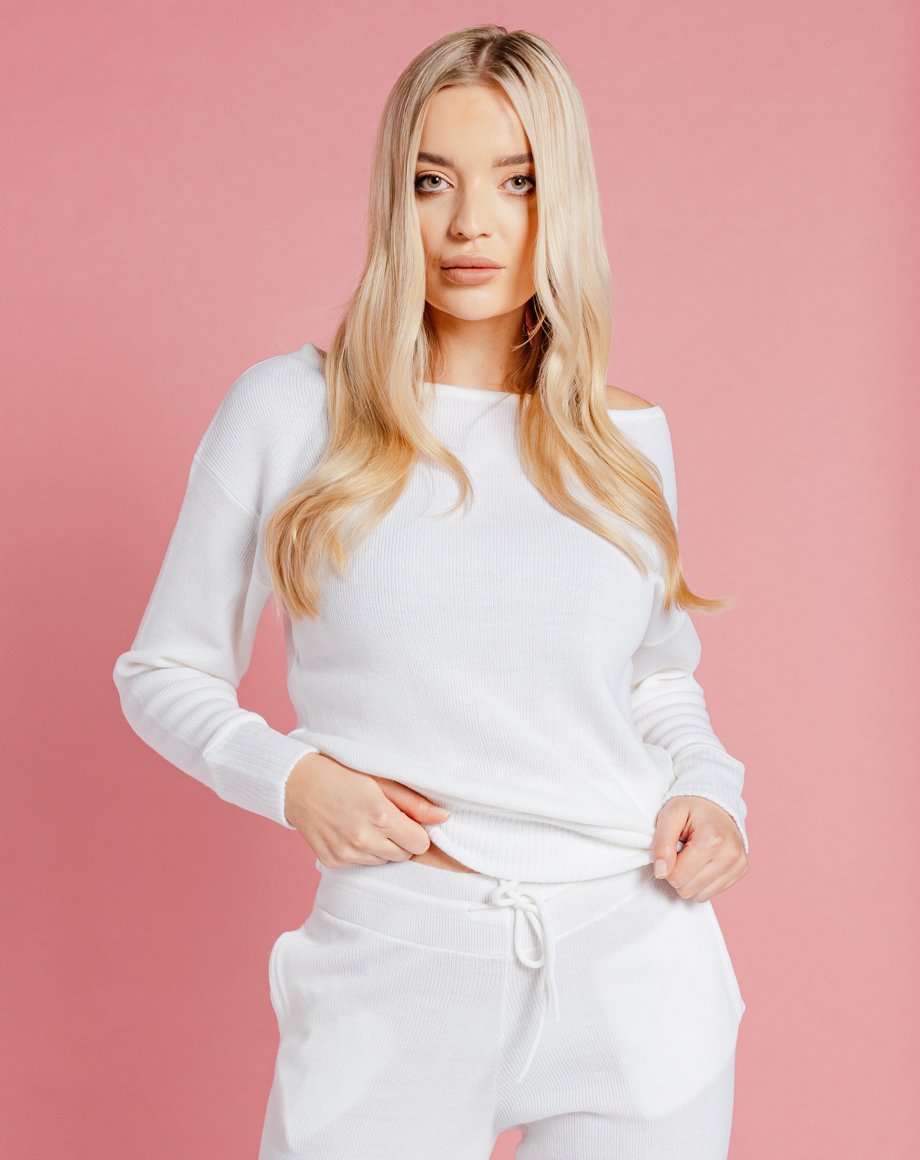 Auriel Knitted Lounge Top - White / 8